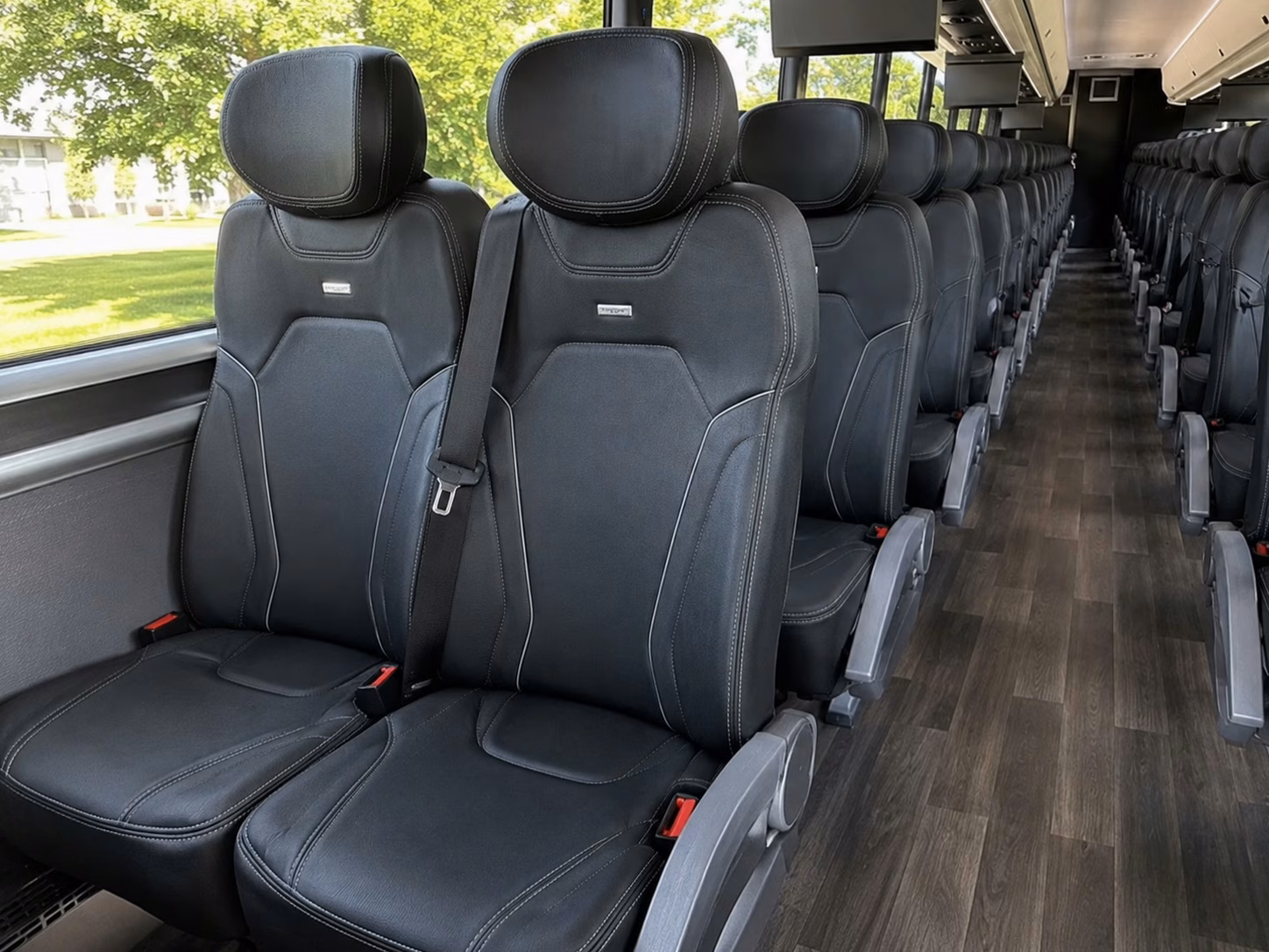 56 passenger charter bus inside