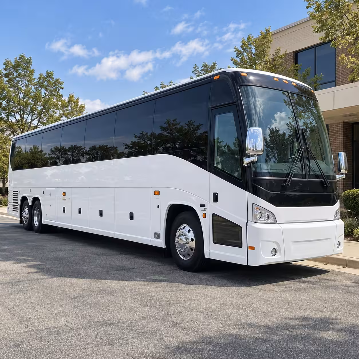 multi stop prom shuttle buses in orange for dinner and the dance