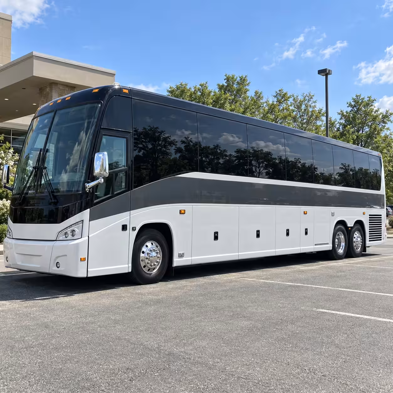 orange charter buses for large prom groups and whole classes