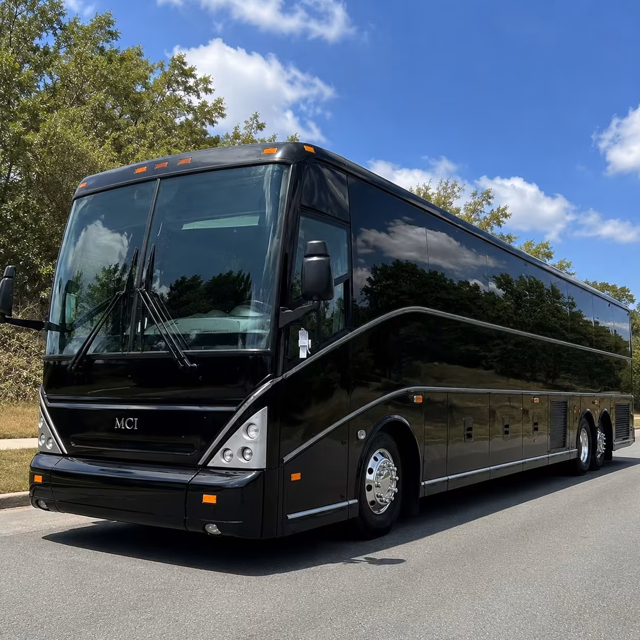 orange employee shuttle buses for daily office commutes