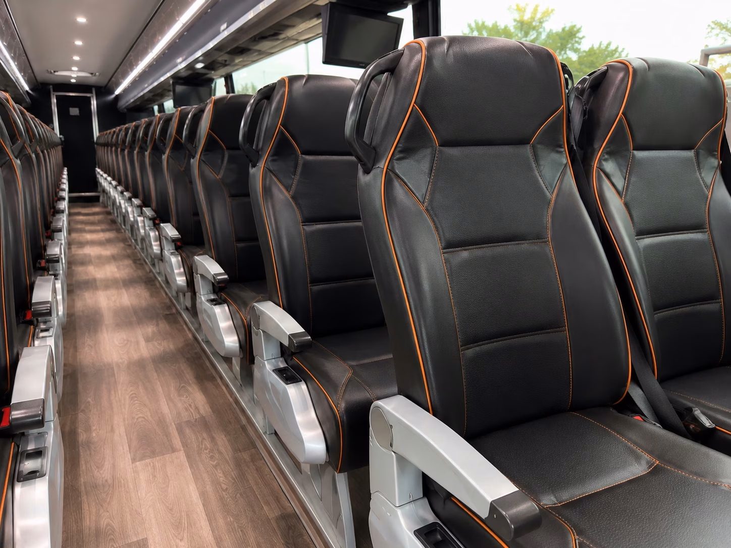 orange shuttle buses for honda center and ducks games