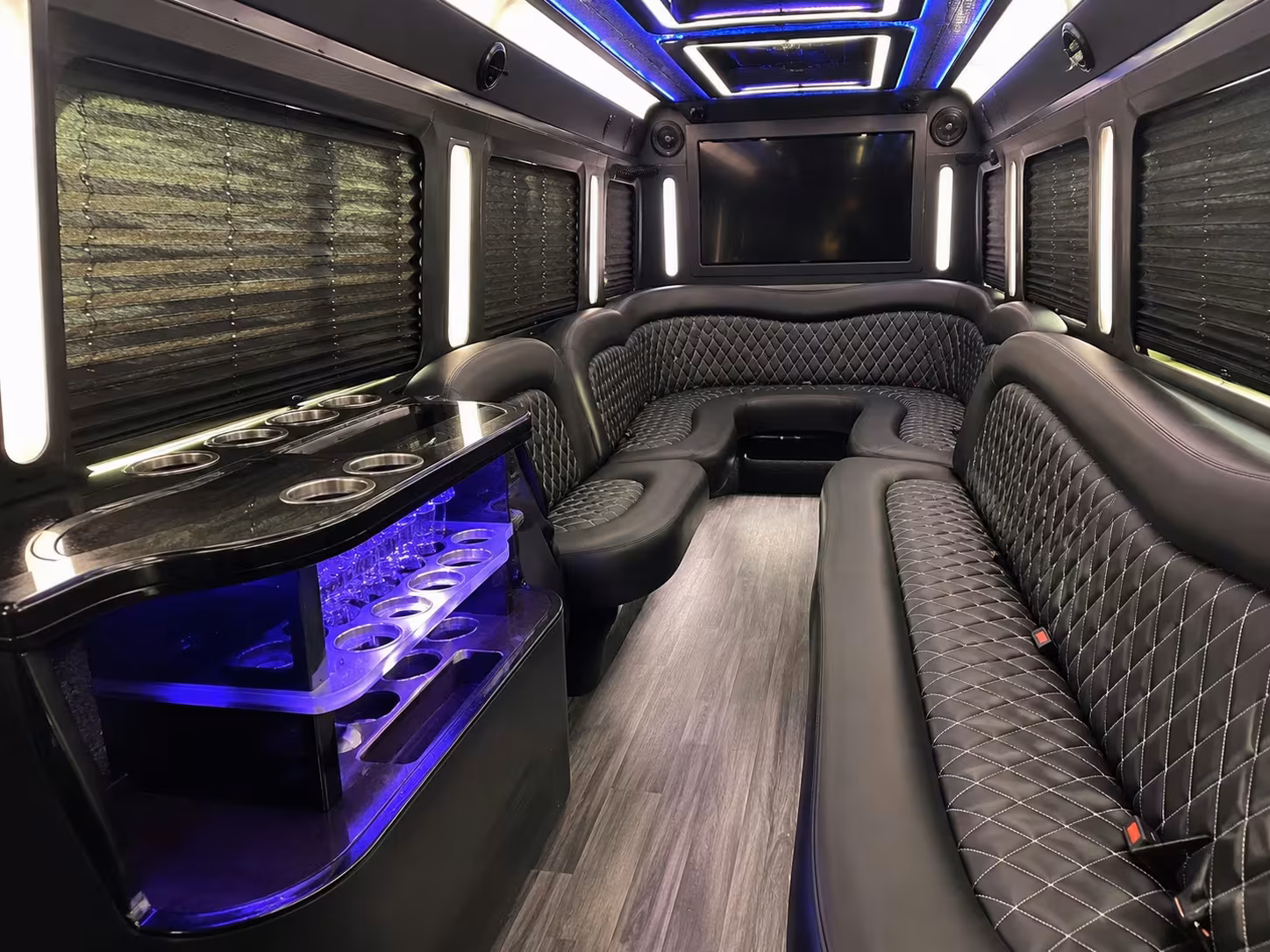 prom night party buses in orange for friend groups